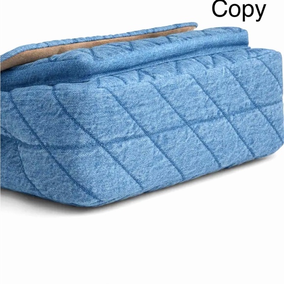Coach Quilted Denim Shoulder Bag with Gold Chain